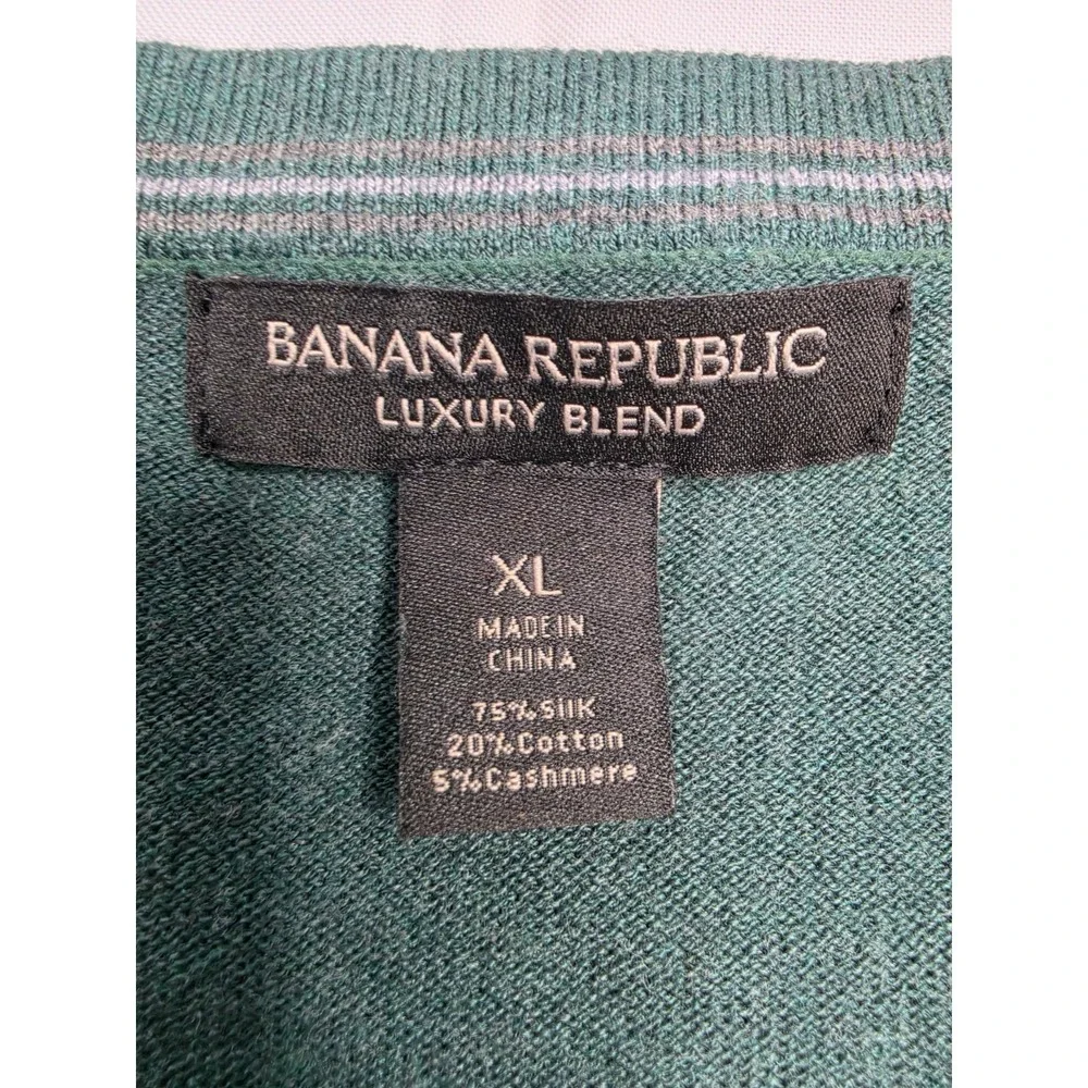 Banana Republic Luxury Blend Sweater Men's XL Green Knitted V-Neck Warm Wear